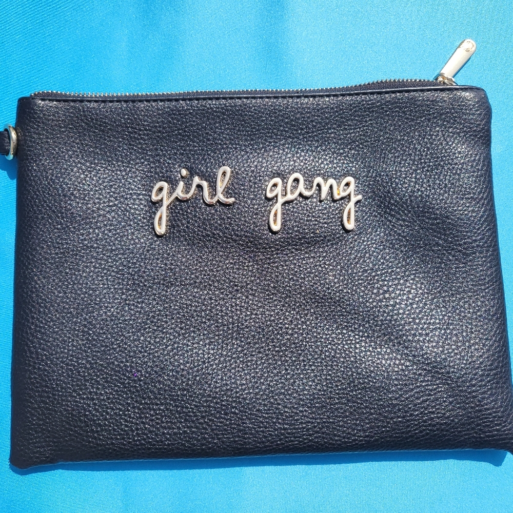 Black leather clutch